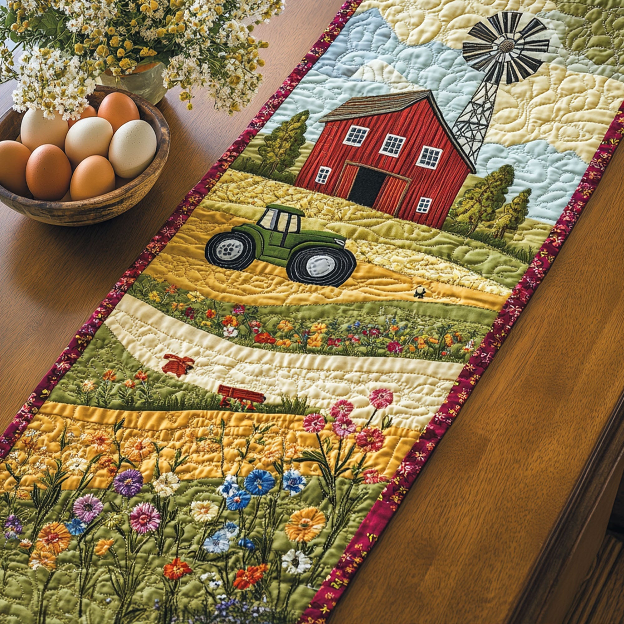 Country Living Quilted Table Runner Country Table Runners Gifts For Farmer Dad