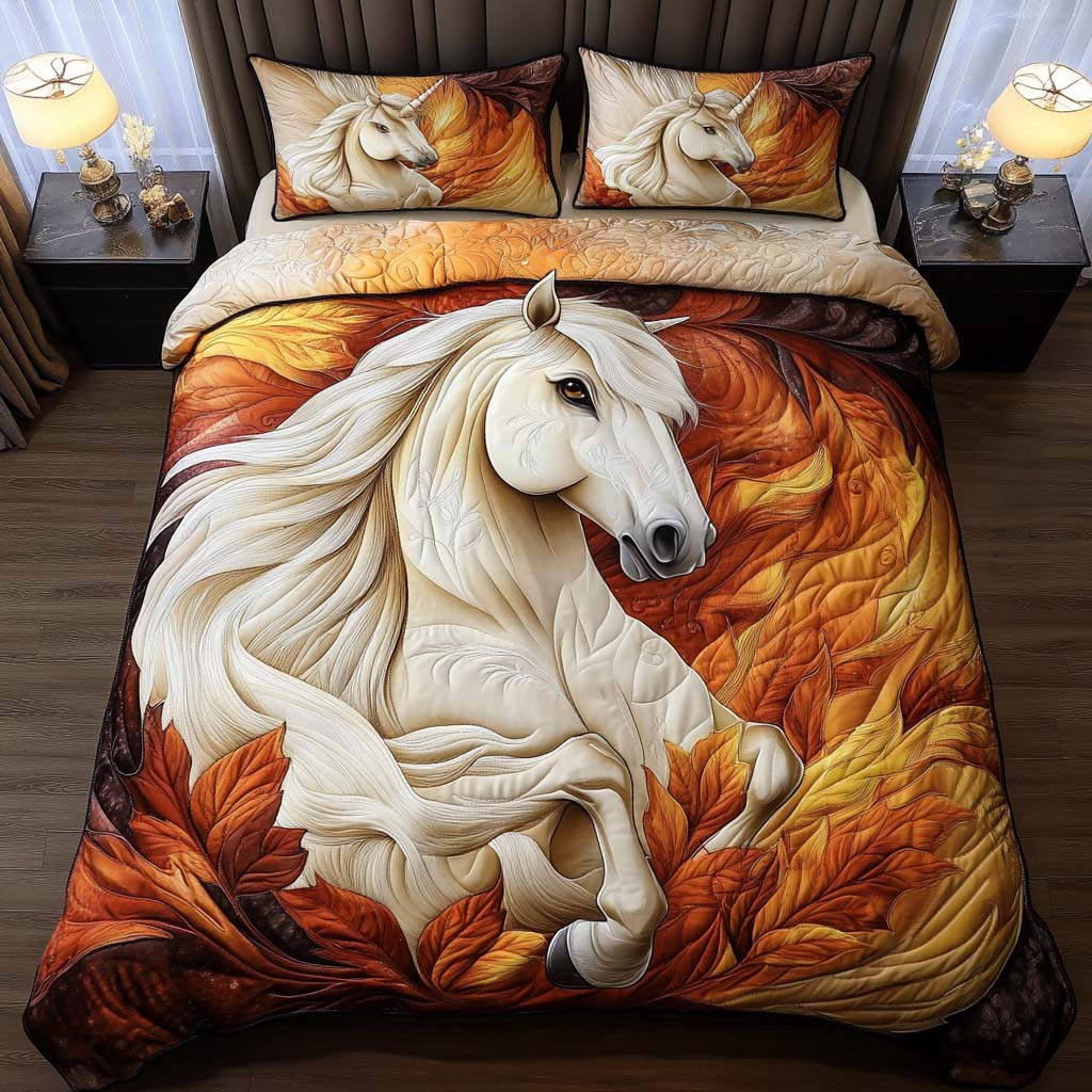 Country Majesty Quilted Bedding Set Autumn Bed Sheet Set Gift Ideas For Horse Lovers