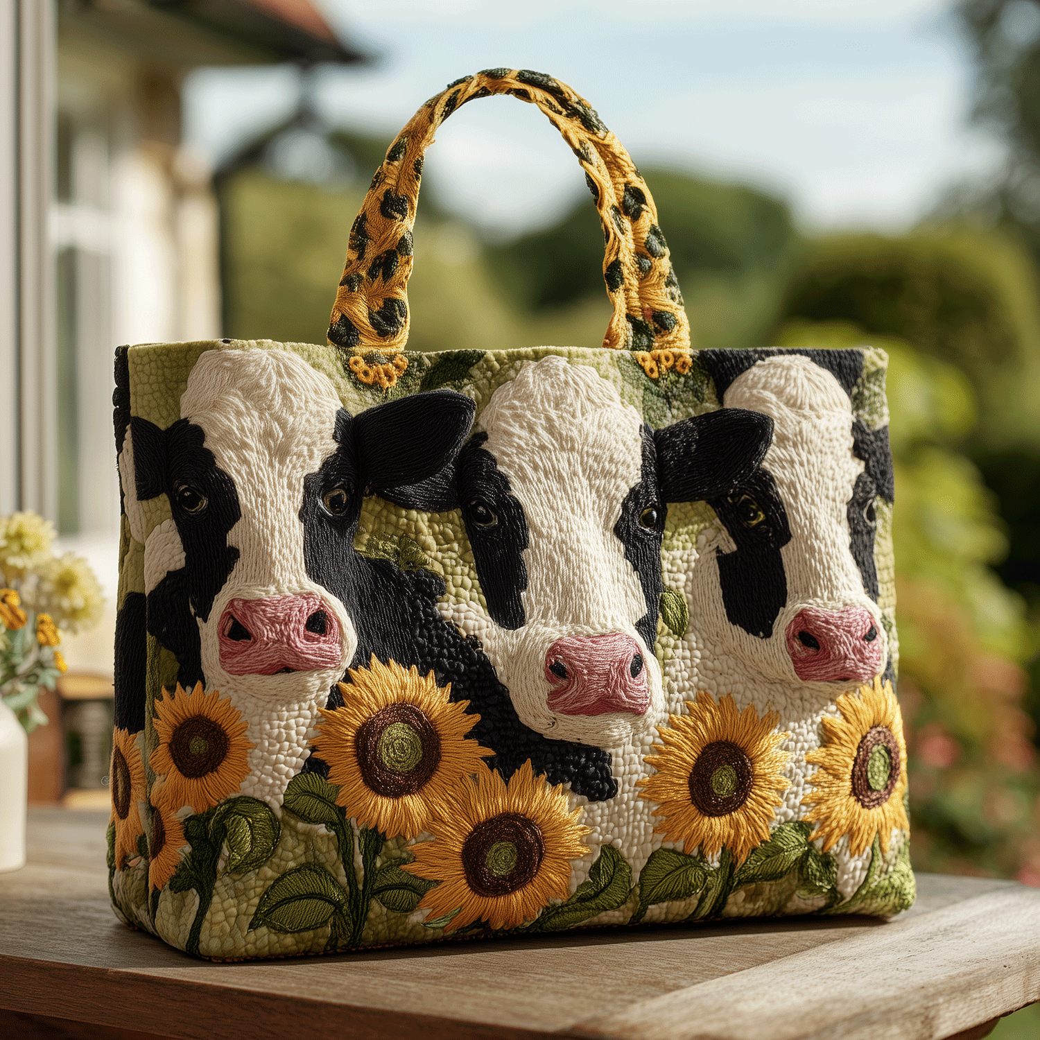 Country Moo Quilted Tote Bag Gift For Cow Lover