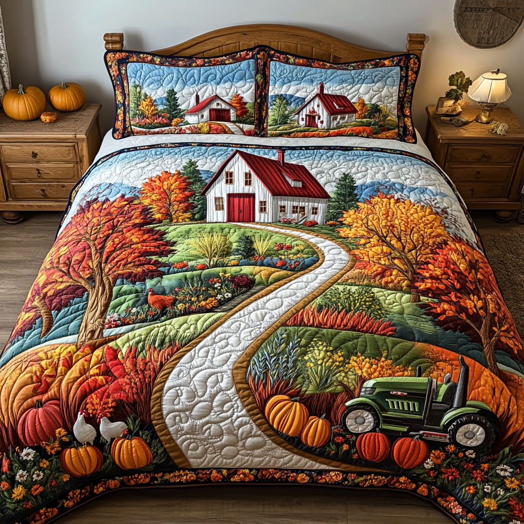 Country Path Quilted Bedding Set Bedroom Decor Mid Autumn Festival Gift Ideas
