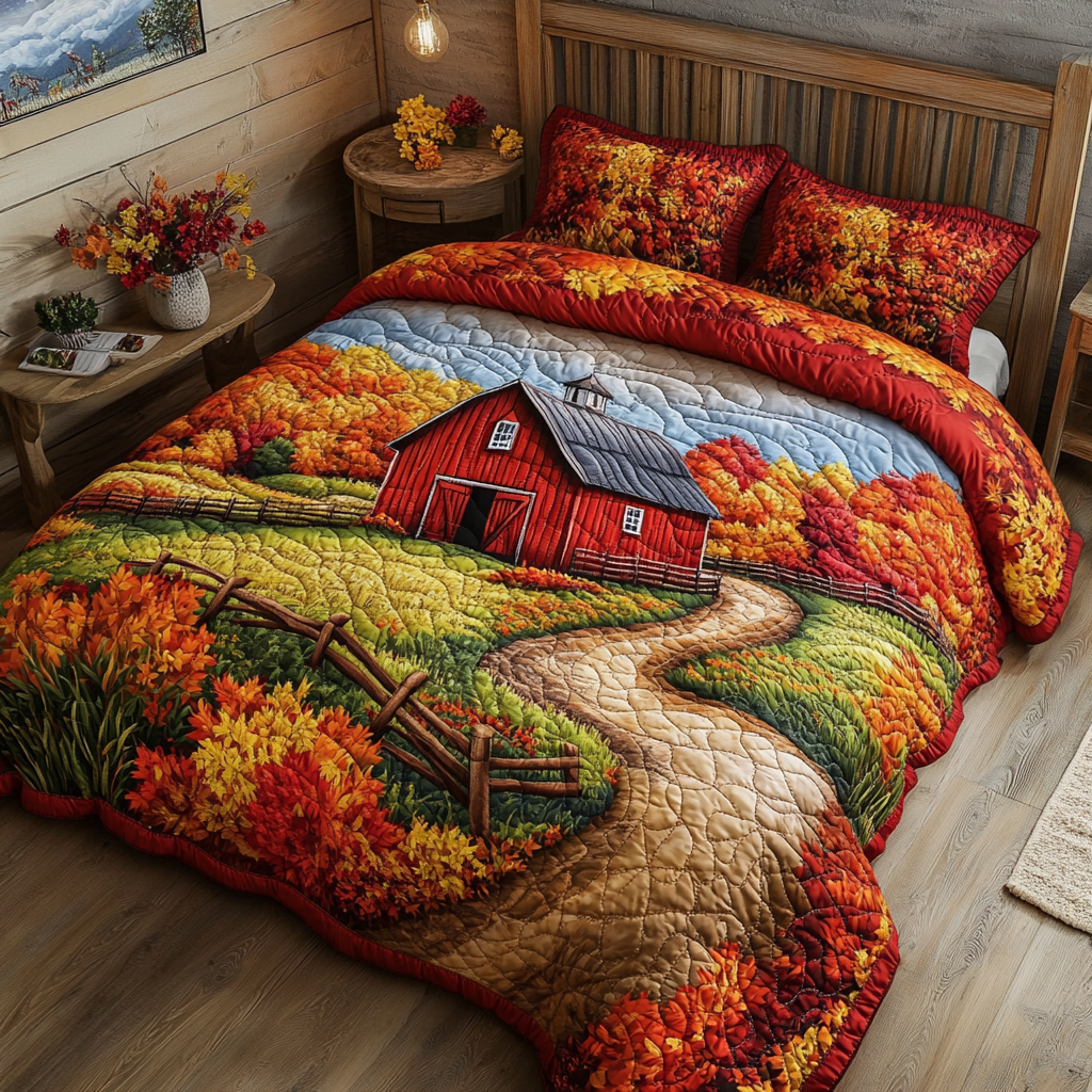 Country Path Quilted Bedding Set Cool Bedroom Decor Autumn Presents