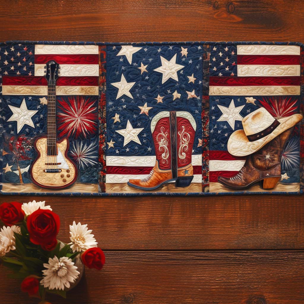 Country Pride Trio Quilted Table Runner Dining Table Ideas Patriotic Gifts For Women