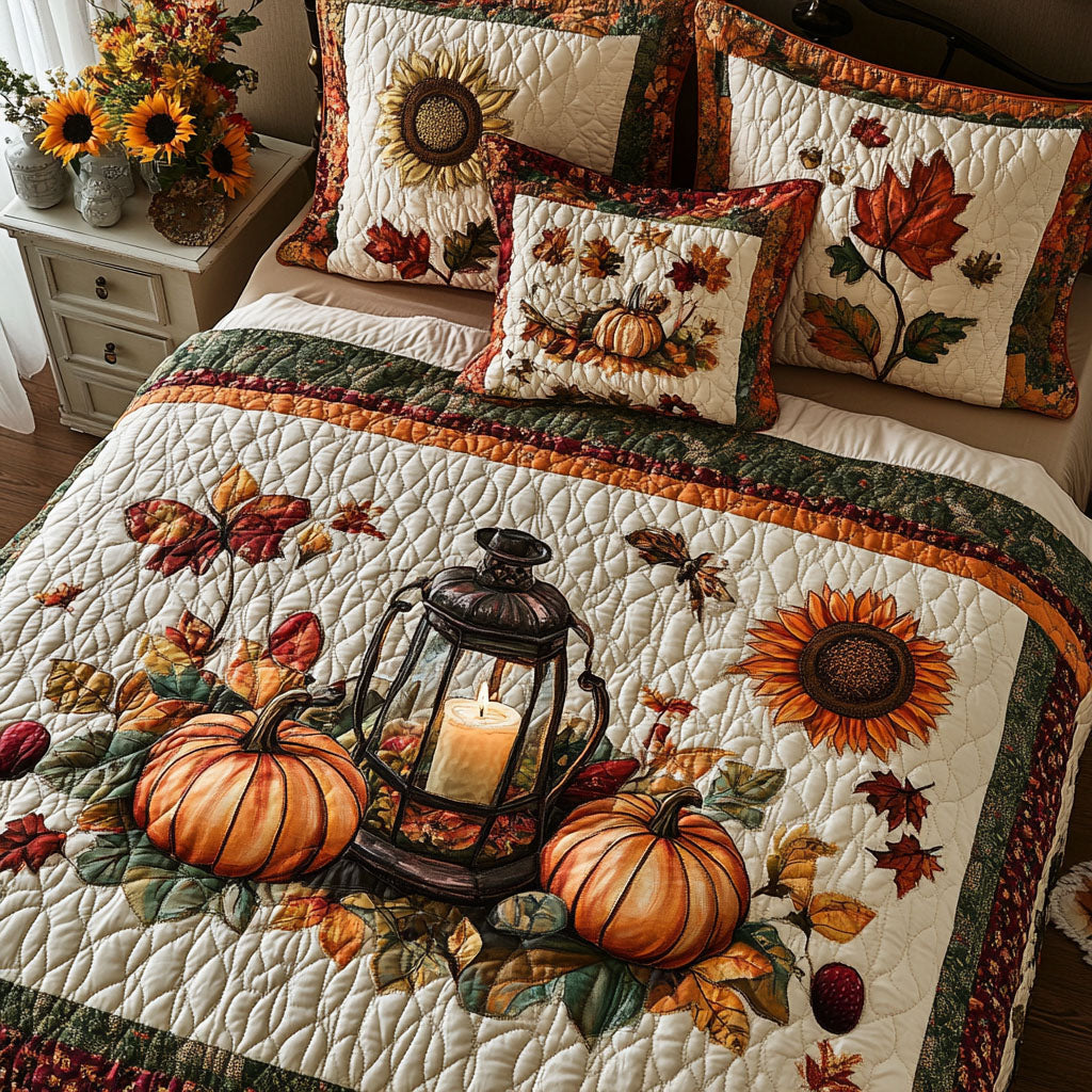 Country Pumpkin Lane Quilted Bedding Set Best Bed Sheet Set Cute Fall Gifts For Girlfriend