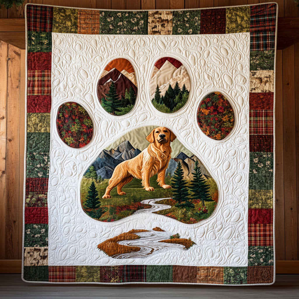 Country Road Golden Retriever Paw Quilt Blanket King Blanket Xmas Presents For Dog Lovers