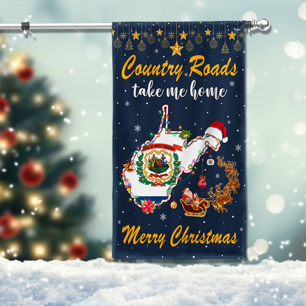 Country Roads Take Me Home Merry Christmas In West Virginia Flag
