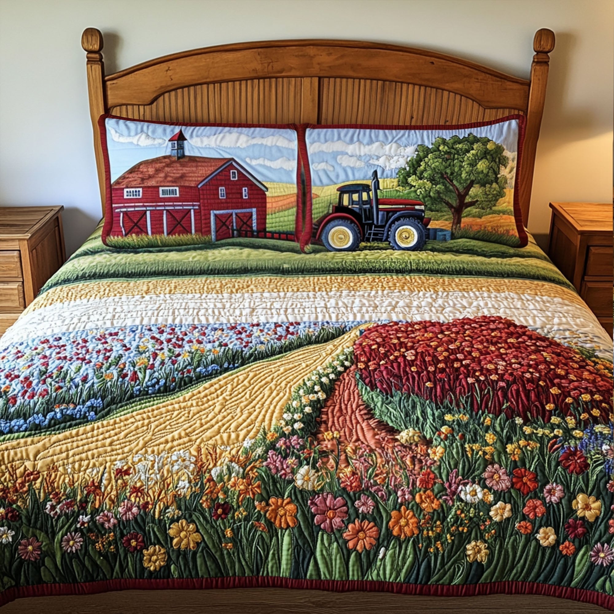 Country Roadways Quilted Bedding Set Best Comforter Sets Tractor Themed Gifts