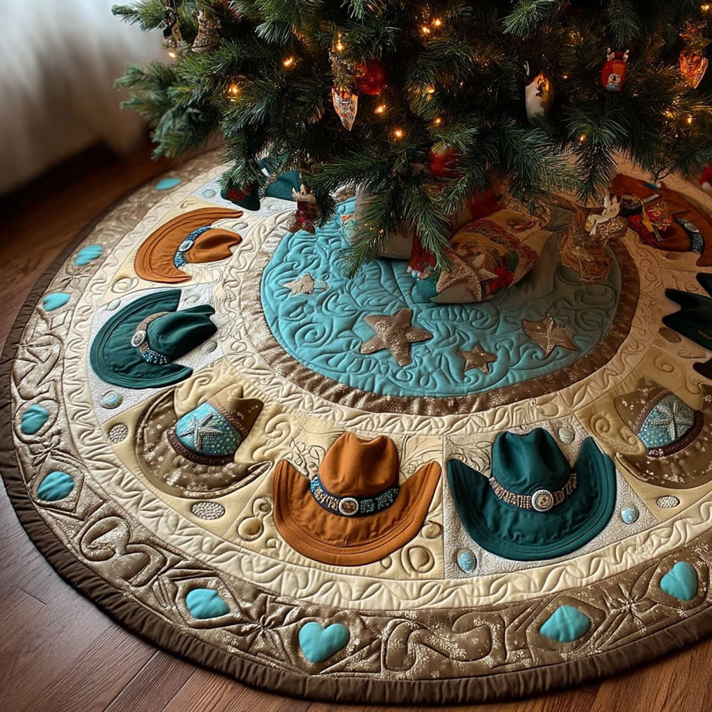 Country Rodeo Christmas Quilted Tree Skirt Winter Holiday Decor Best Christmas Gifts For Cowboys