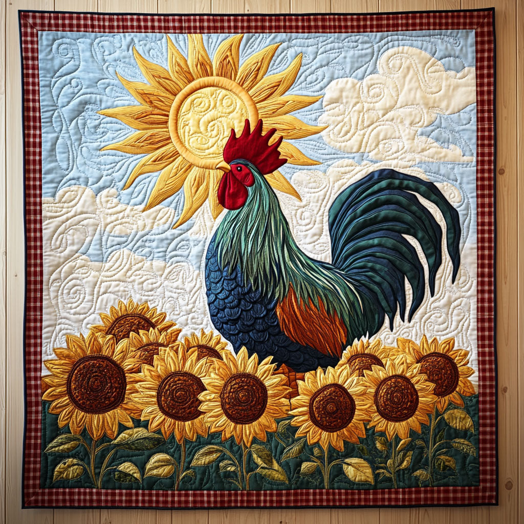 Country Rooster Charm Quilt Blanket Queen Size Blanket Christmas Presents For Mum