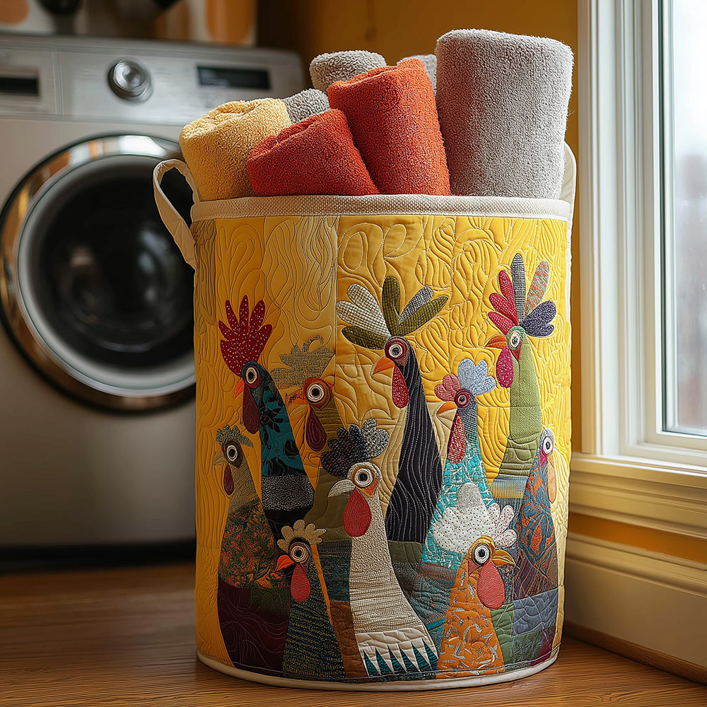 Country Rooster Quilted Laundry Basket Gift Idea For Busy Families