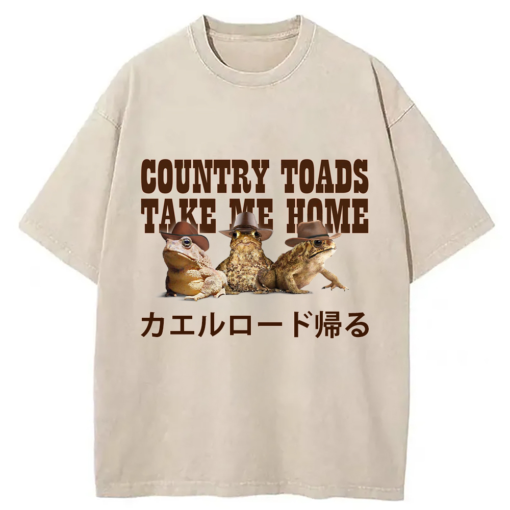 Country Toads Take Me Home Washed T-Shirt Cool Graphic Tee For Men Women Gifts For BFF