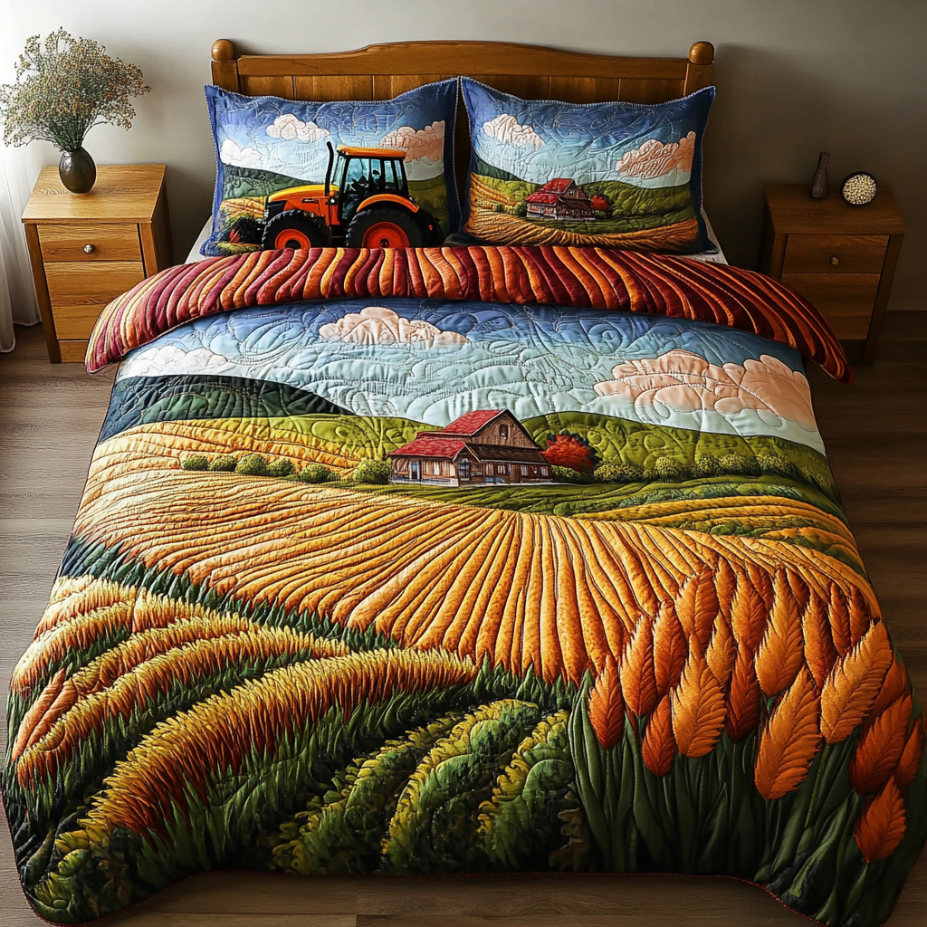 Countryside Charm Quilted Bedding Set Farm Bedroom Ideas Unique Gifts Family