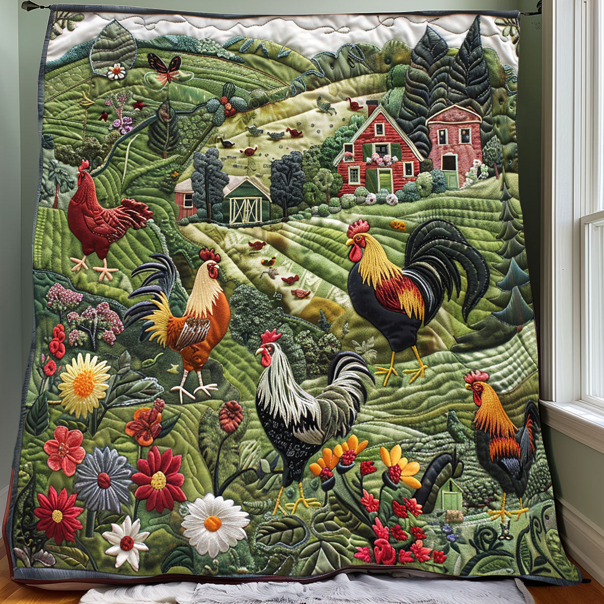 Countryside Chickens Quilt Blanket Couch Blanket Meaningful Gifts For Mom