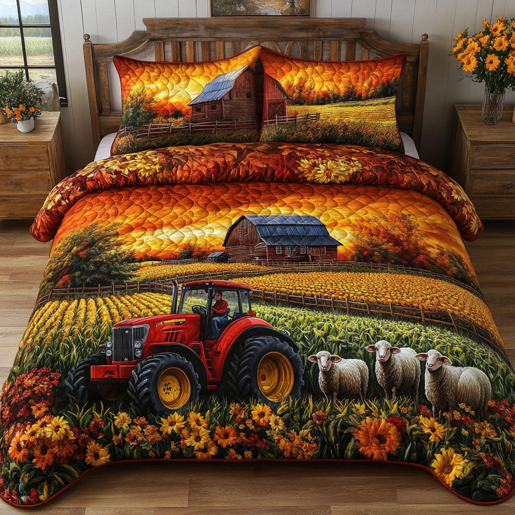 Countryside Dreams Quilted Bedding Set Best Bed Sheet Set Best Gifts For Tractor Lovers