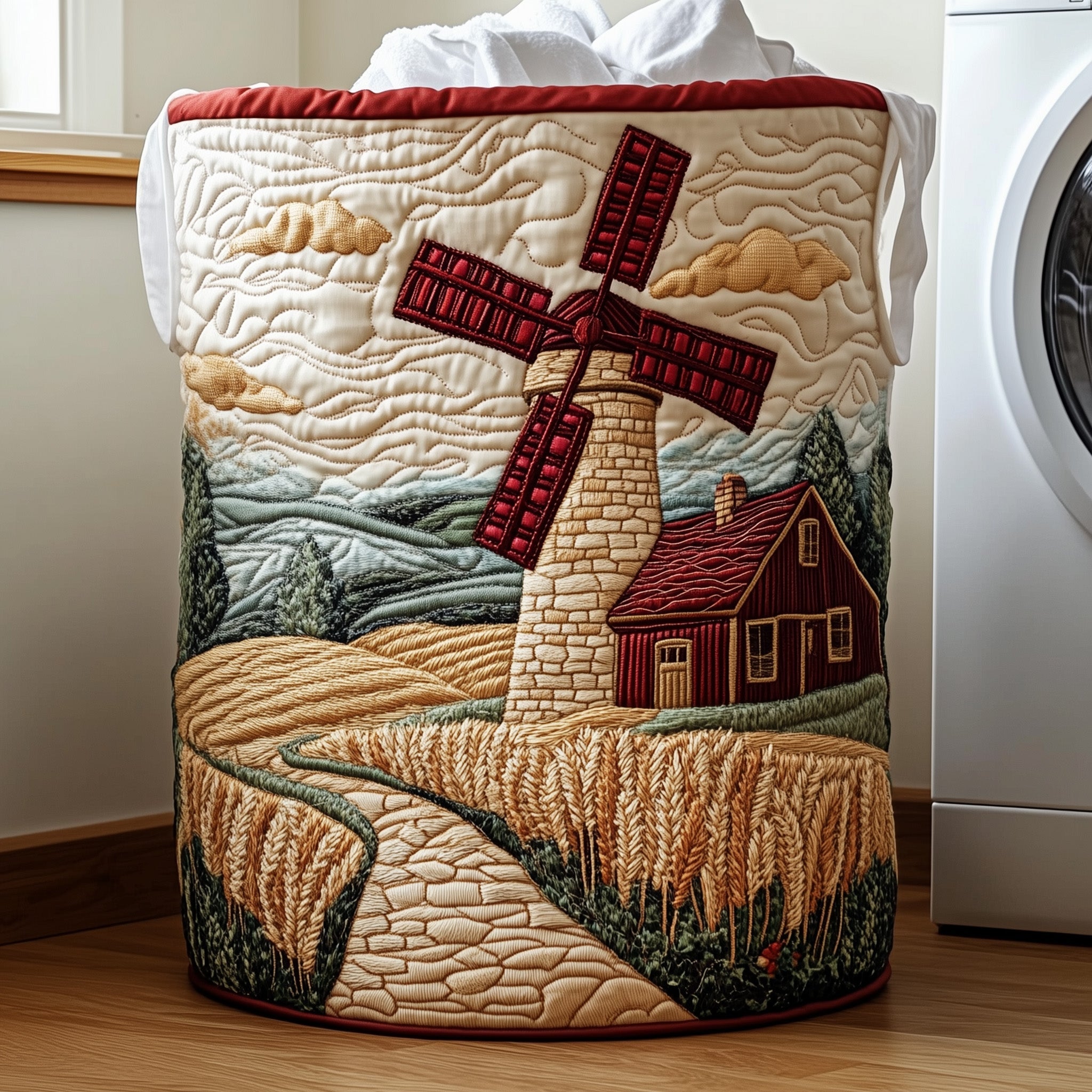 Countryside Quilted Laundry Basket Christmas Flower Gifts