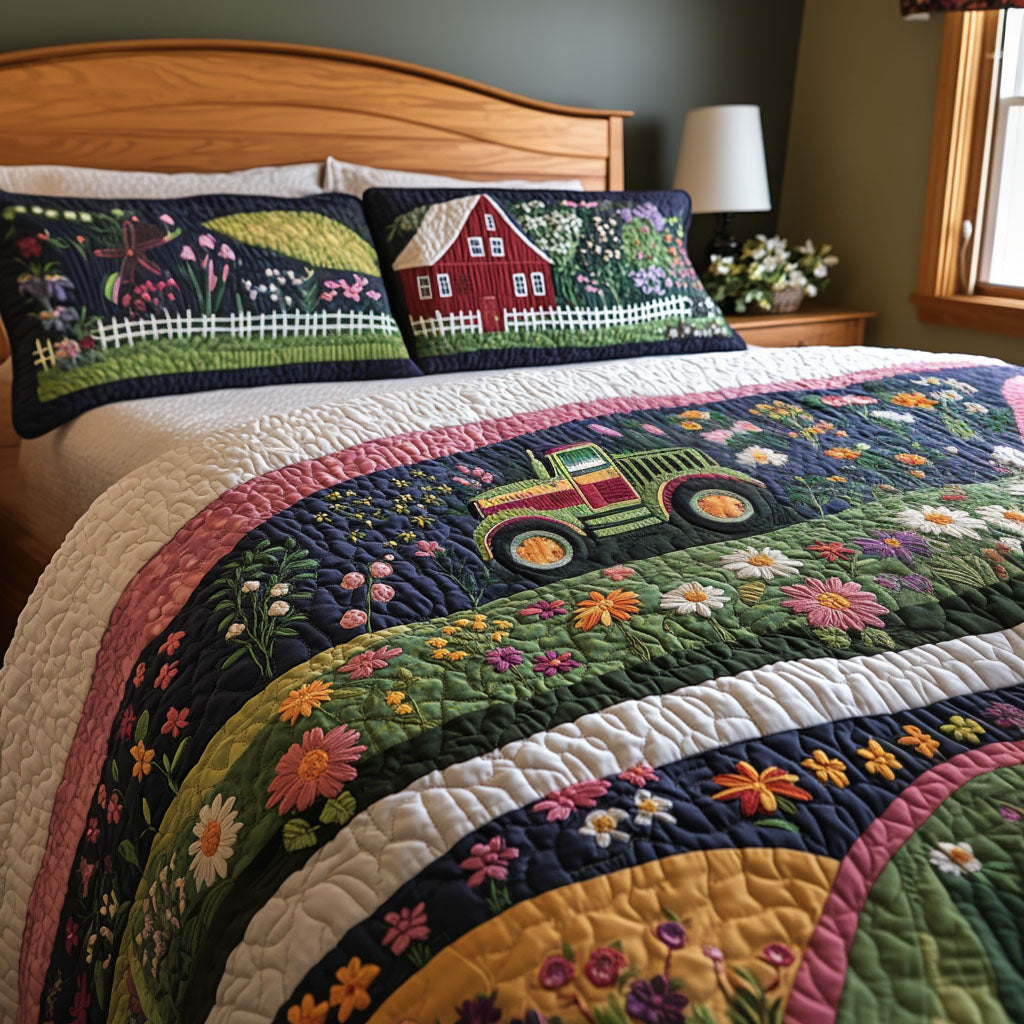 Countryside Wonder Quilted Bedding Set Bedroom Decor Ideas Tractor Famers Christmas Gifts