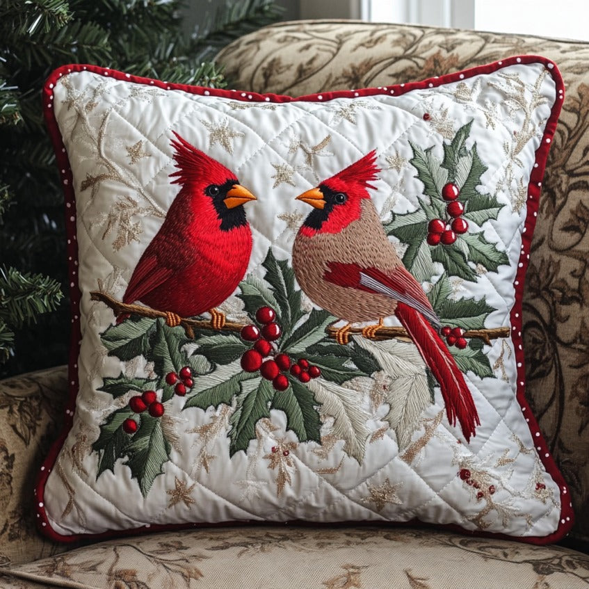 Couple Cardinals Quilt Pillow Case Lovely Pillowcase Gift for Cozy Bedroom Decor