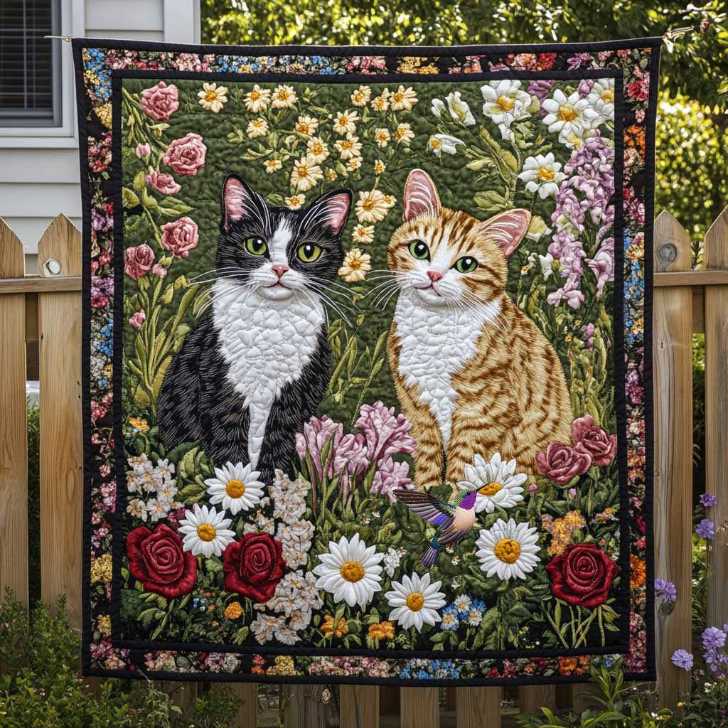 Couple Cat Garden Holiday Christmas Quilt Blanket Womens Christmas Gift Ideas