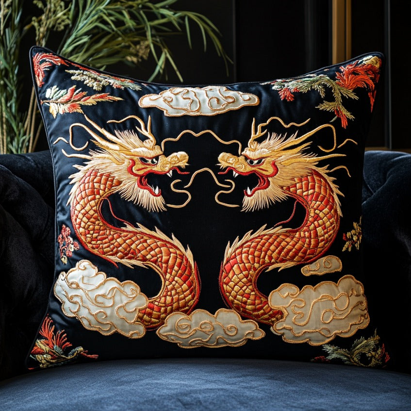 Couple Dragon Quilt Pillow Case Elegant Pillow Cover Gift for Home Lovers