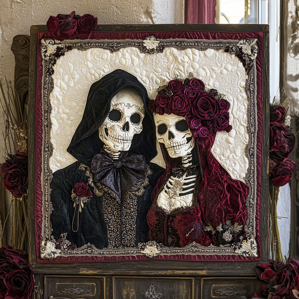 Couple Skull Quilt Blanket Throws For Couch Christmas Themed Skull Gifts For Him Her