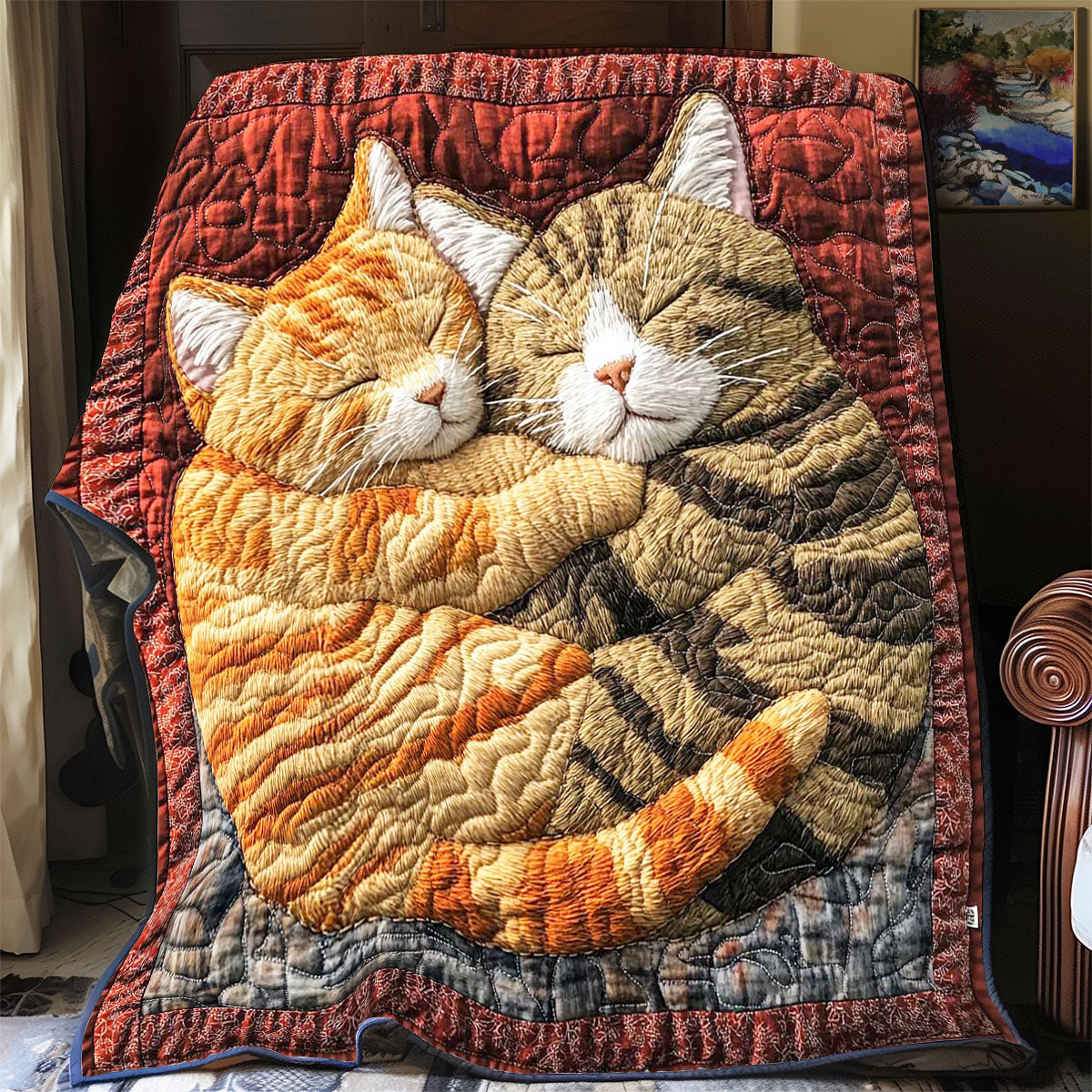 Couple Sleeping Cat Quilt Premium Quilt Blanket to Enhance Bedroom Comfort
