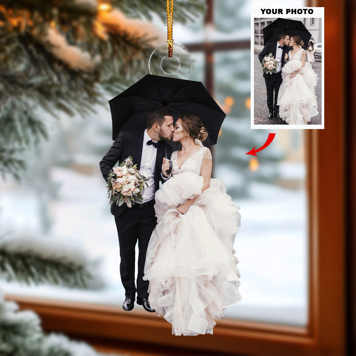 Couple Wedding Personalized Photo Mica Ornament Christmas Gift For Couple