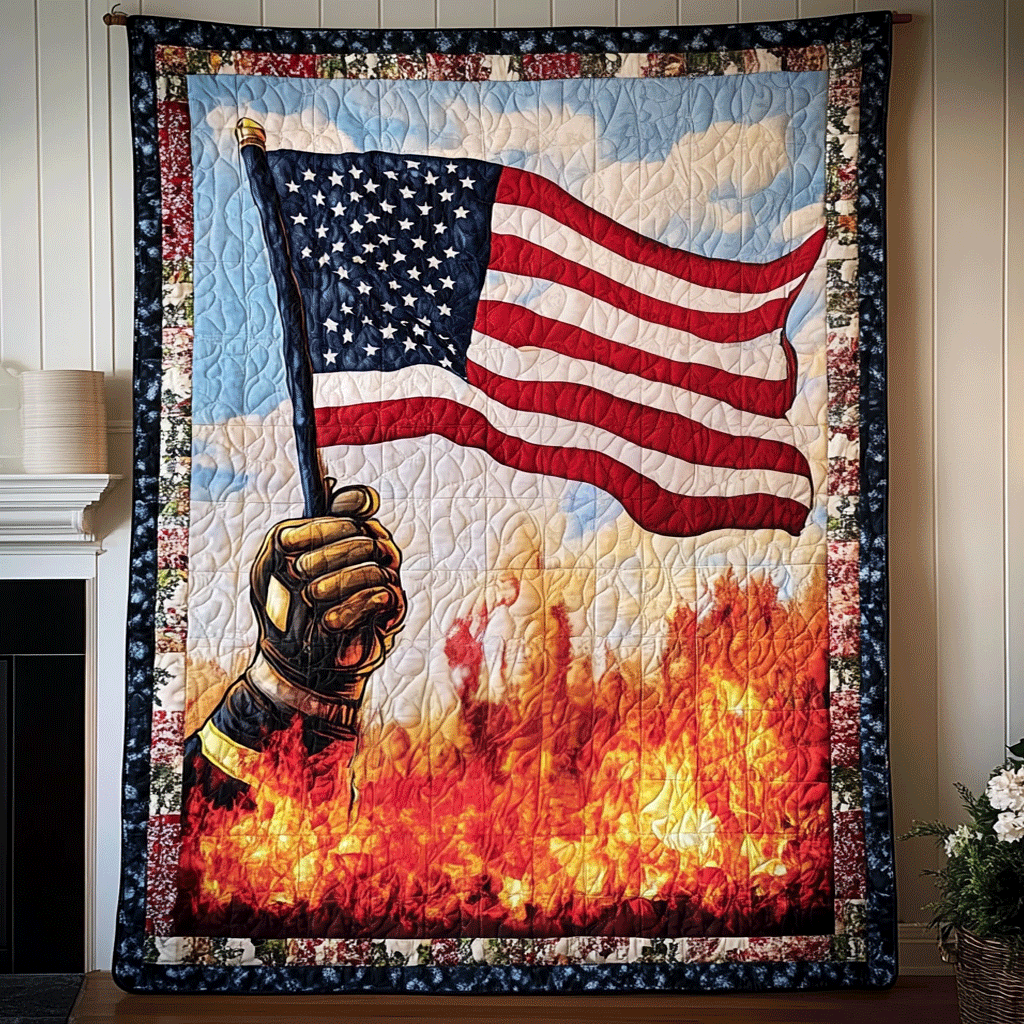 Courage Under Fire Quilted Blanket Firefighter Gifts For Him