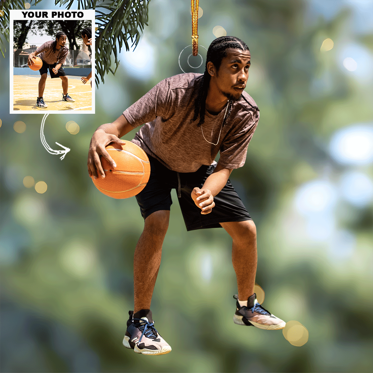 Court Duel Personalized Photo Mica Ornament Gift For Baseketball Lover Sport Lover Family