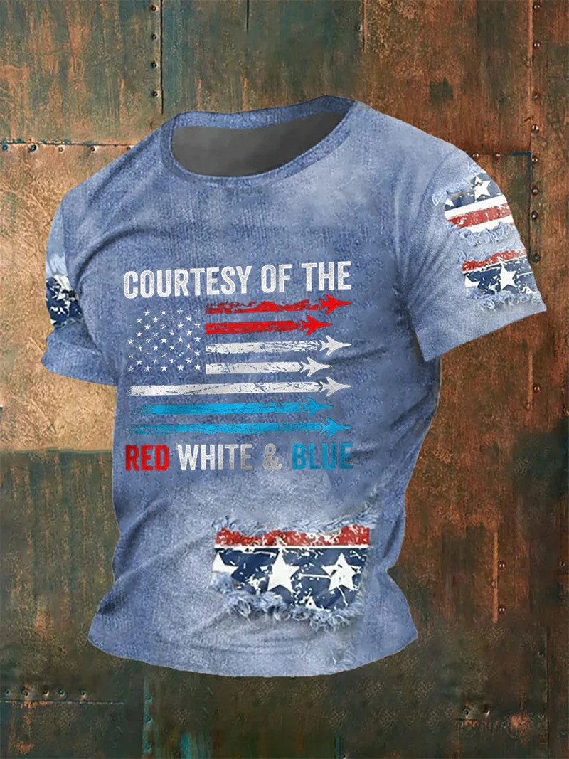 Courtesy Of the Red White & Blue T-Shirt USA Flag Shirt 4th of July Tee Gift For Him