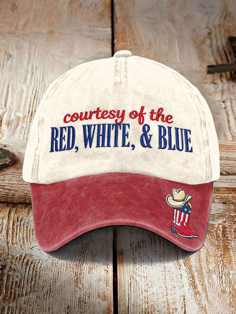 Courtesy Of The Red White Blue Baseball Hat Unisex Patriotic Cowboy Boot Cap 250th Anniversary