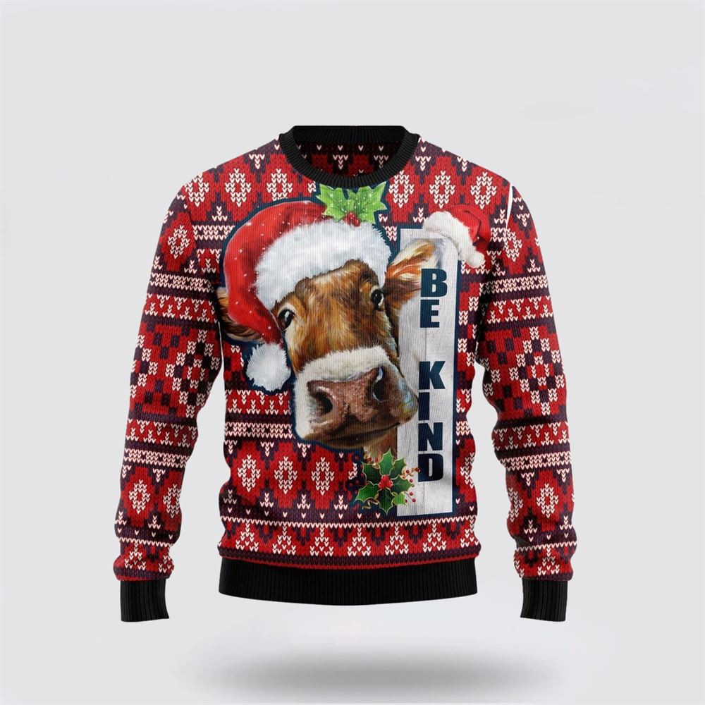 Cow Be Kind Funny Ugly Christmas Sweater Funny Christmas Sweater Christmas Gifts For Husband