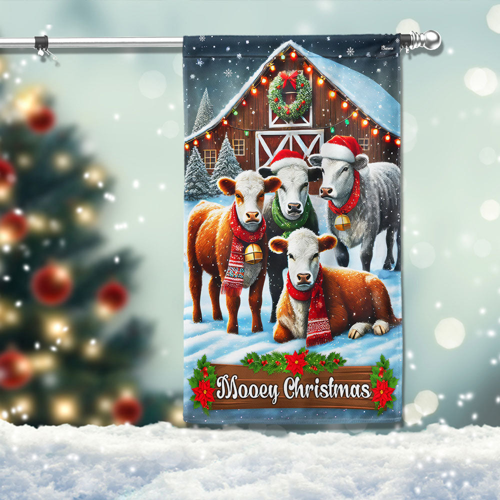 Cow Cattle Farm Christmas Flag