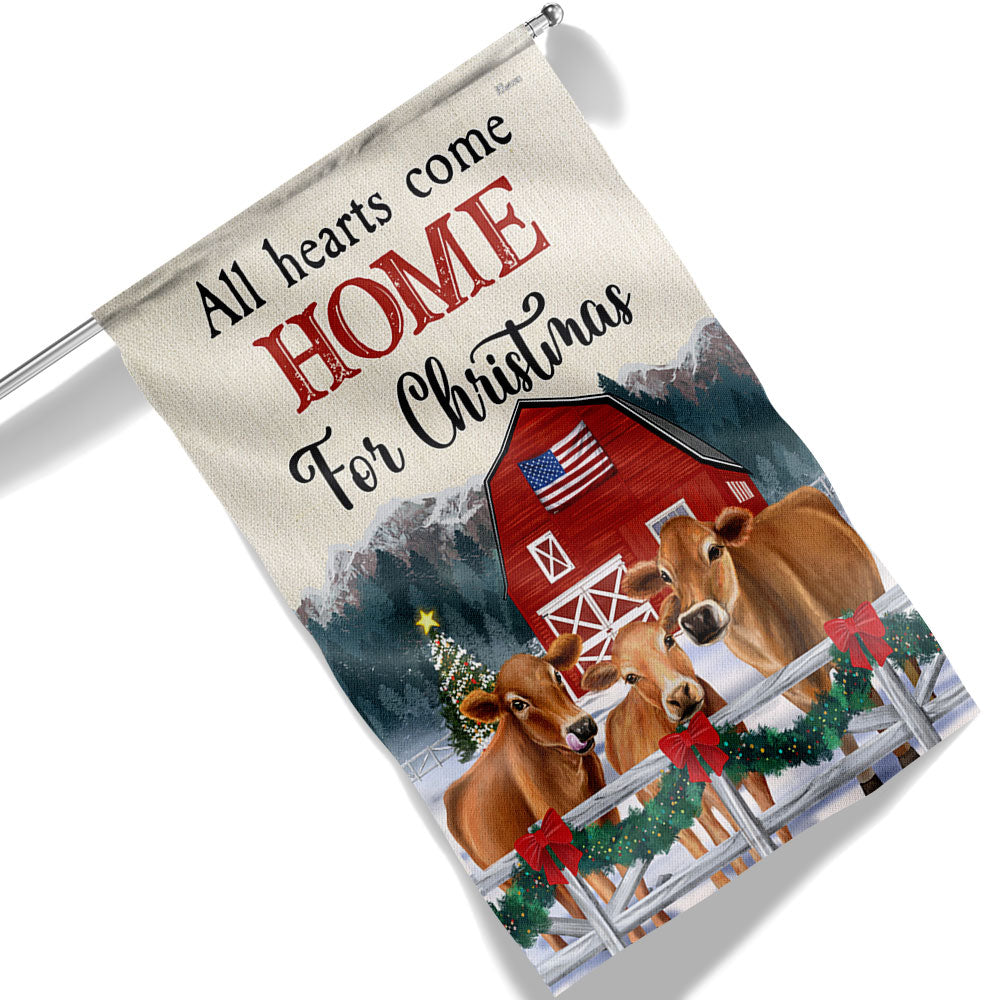 Cow Christmas Flag All Hearts Come Home For Christmas Cattle Jersey