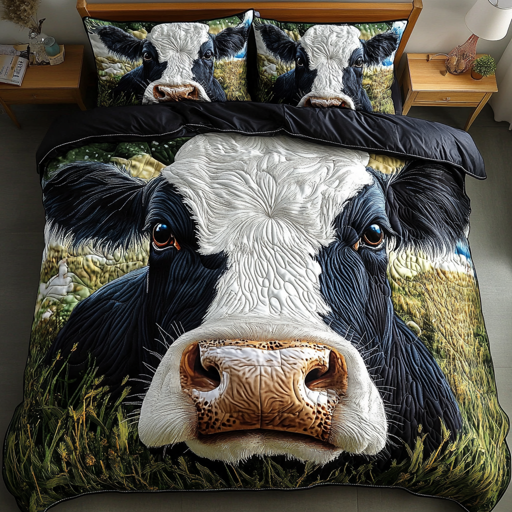 Cow Comfort Quilted Bedding Set Bedroom Decor Christmas Gifts For Cow Lovers