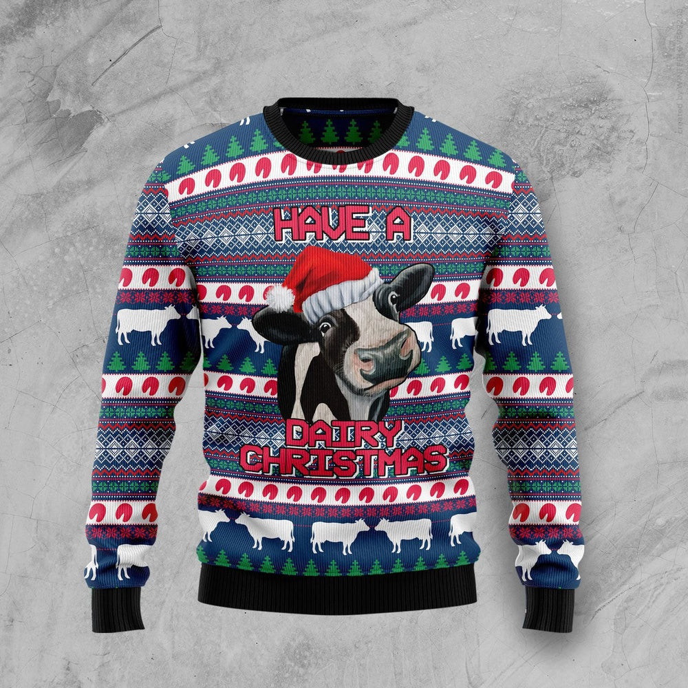 Cow Dairy Christmas Ugly Christmas Sweater Gift For Christmas