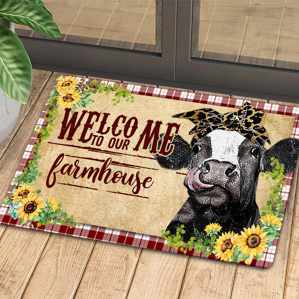 Cow Doormat Welcome To Our Farmhouse Gift For Cow Lovers New Home Gift Housewarming Gift Cow Decor