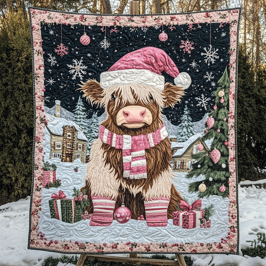 Cow down to Christmas Quilted Blanket Gift For Cow Lover