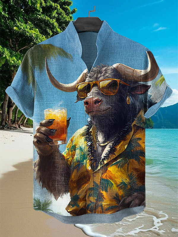 Cow Drinking Beer On Vacation Art Hawaiian Shirt Best Gifts For Cow Lovers