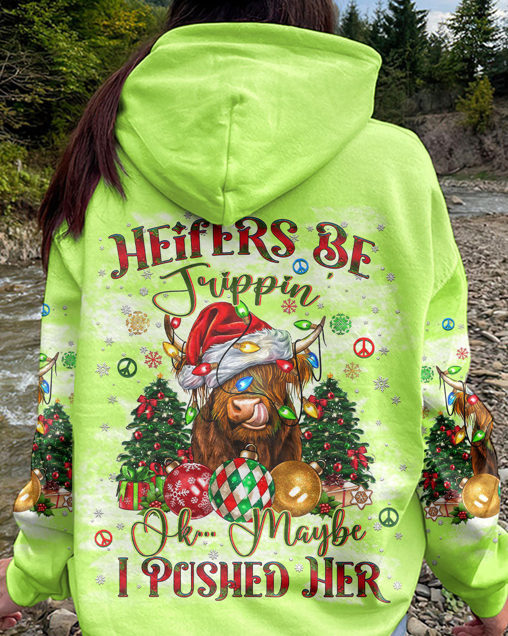 Cow Heifers Be Trippin Christmas Hoodie Funny Clothing Highland Cow Holiday Gifts