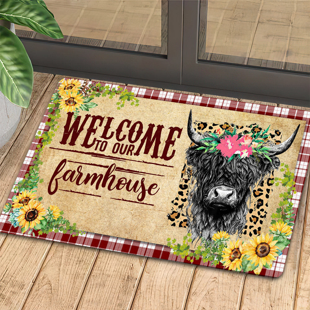 Cow Highland Doormat Welcome To Our Farmhouse Gift For Cow Lovers New Home Gift Housewarming Gift Cow Decor