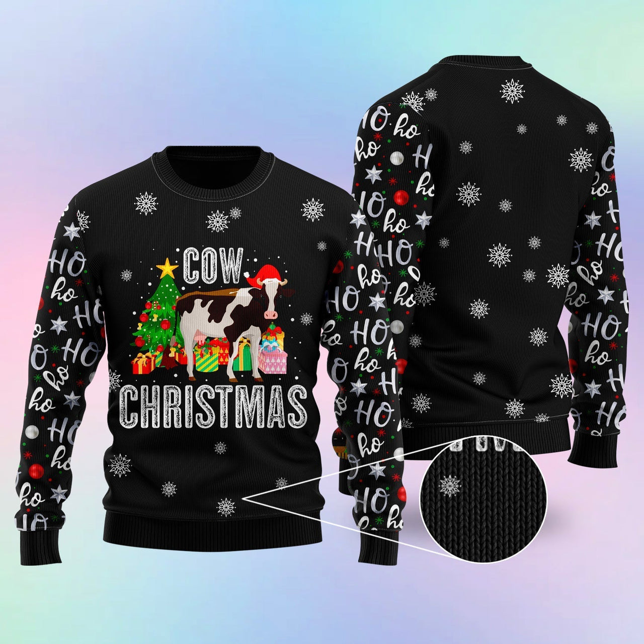 Cow Ho Ho Ho Christmas Ugly Sweater Funny Animal Christmas Sweaters Gifts For Cow Lovers