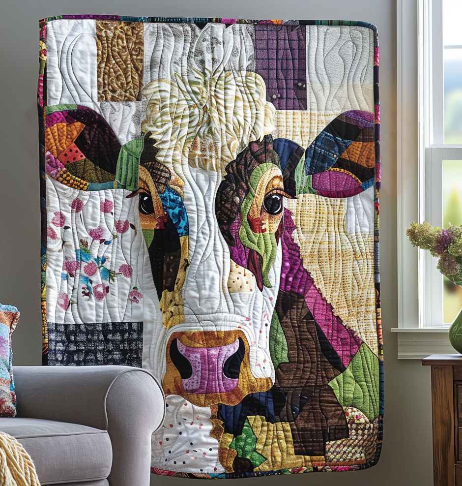 Cow Mosaic Quilted Blanket Gift Ideas For Cow Lovers