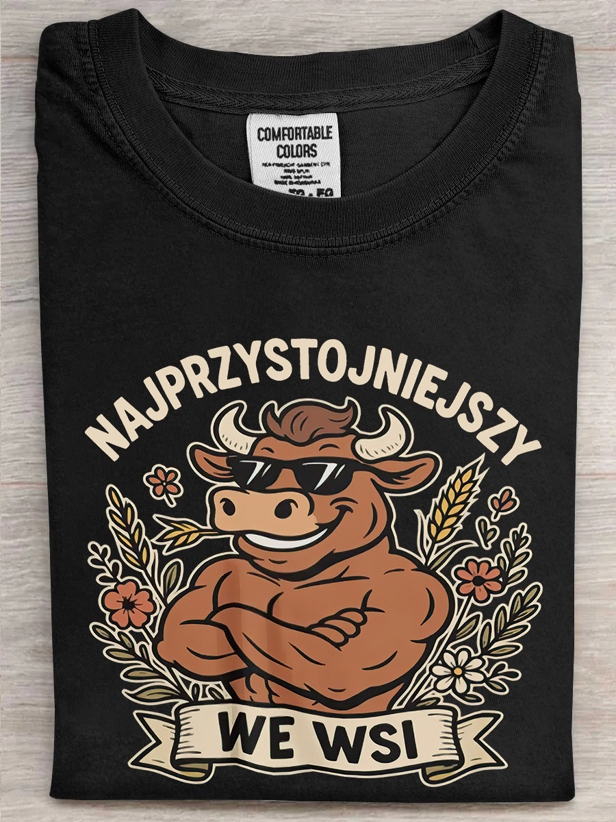 Cow Najprzystojniejszy We Wsi T-Shirt Funny Clothing Funny Meme Gifts For Cow Lovers