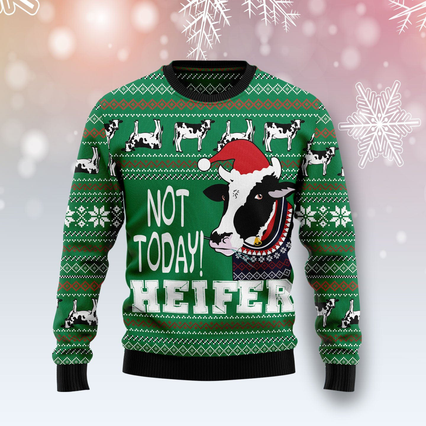 Cow Not Today Ugly Christmas Sweater Cute Xmas Clothing Presents For Cow Lovers