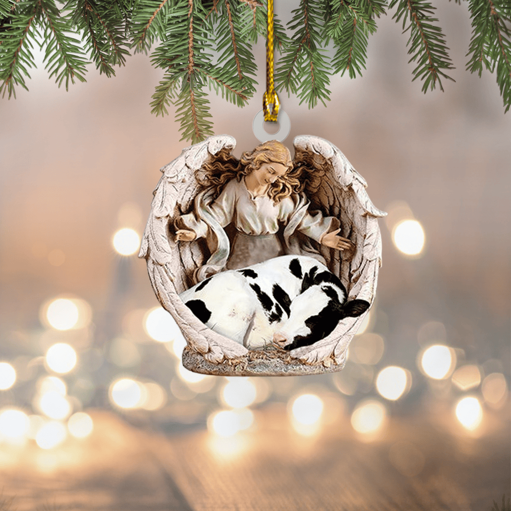 Cow Sleeping Angel Ornament Cow Angel Wings Ornament Cow Car Ornament Cow Christmas Ornament Cow Lovers Ornament Cow Xmas Gift
