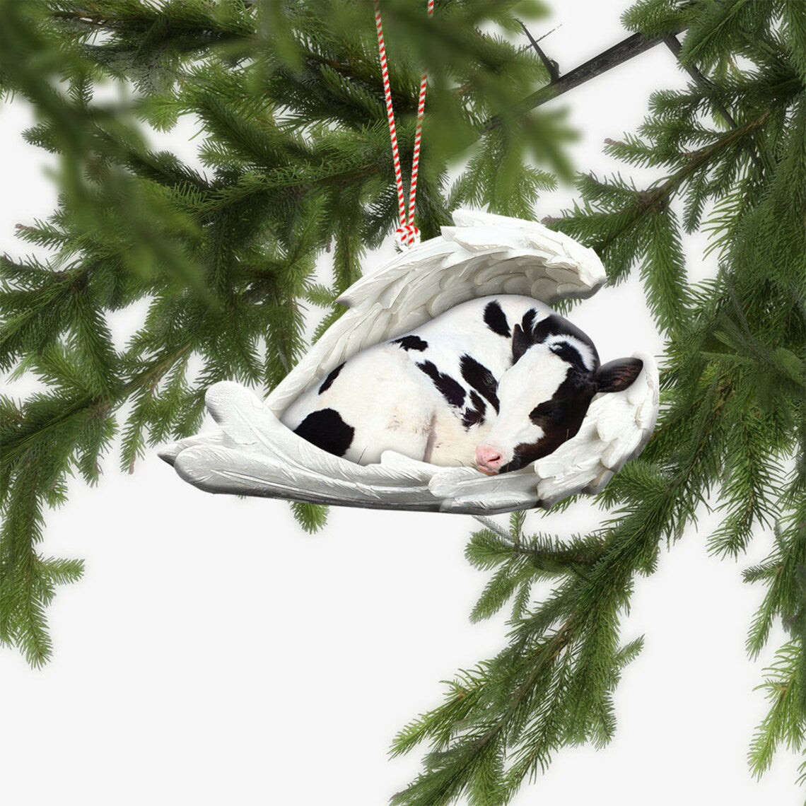 Cow Sleeping Angel Ornament Cow Angel Wings Ornament Cow Christmas Ornament Cow Car Ornament Cow Lovers Gift Cow Xmas Gift