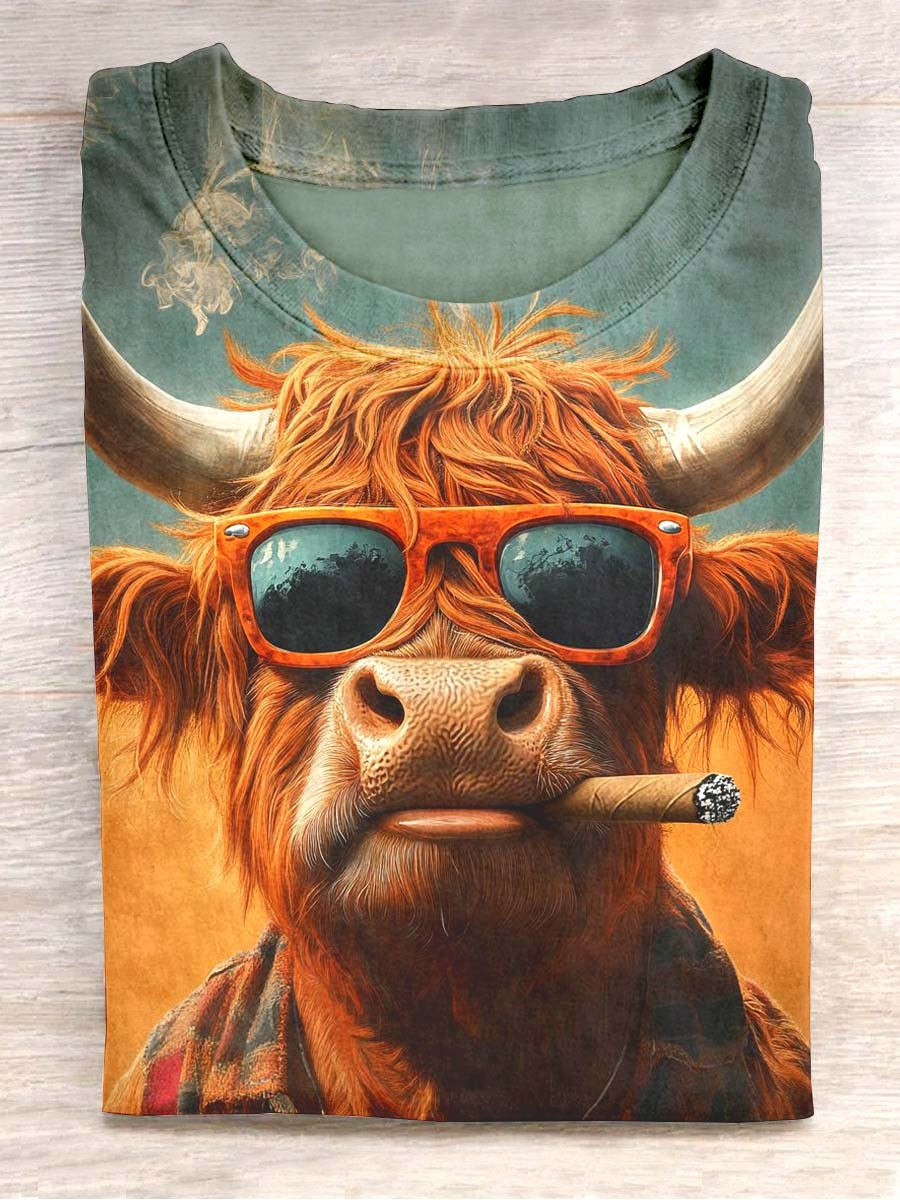 Cow Smoking T-Shirt Funny Tee Shirt Present Ideas For Animal Lovers