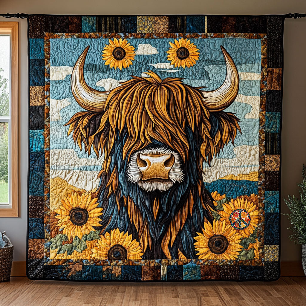 Cow Sunflower Quilt Blanket King Blanket Christmas Gifts For Cow Lovers