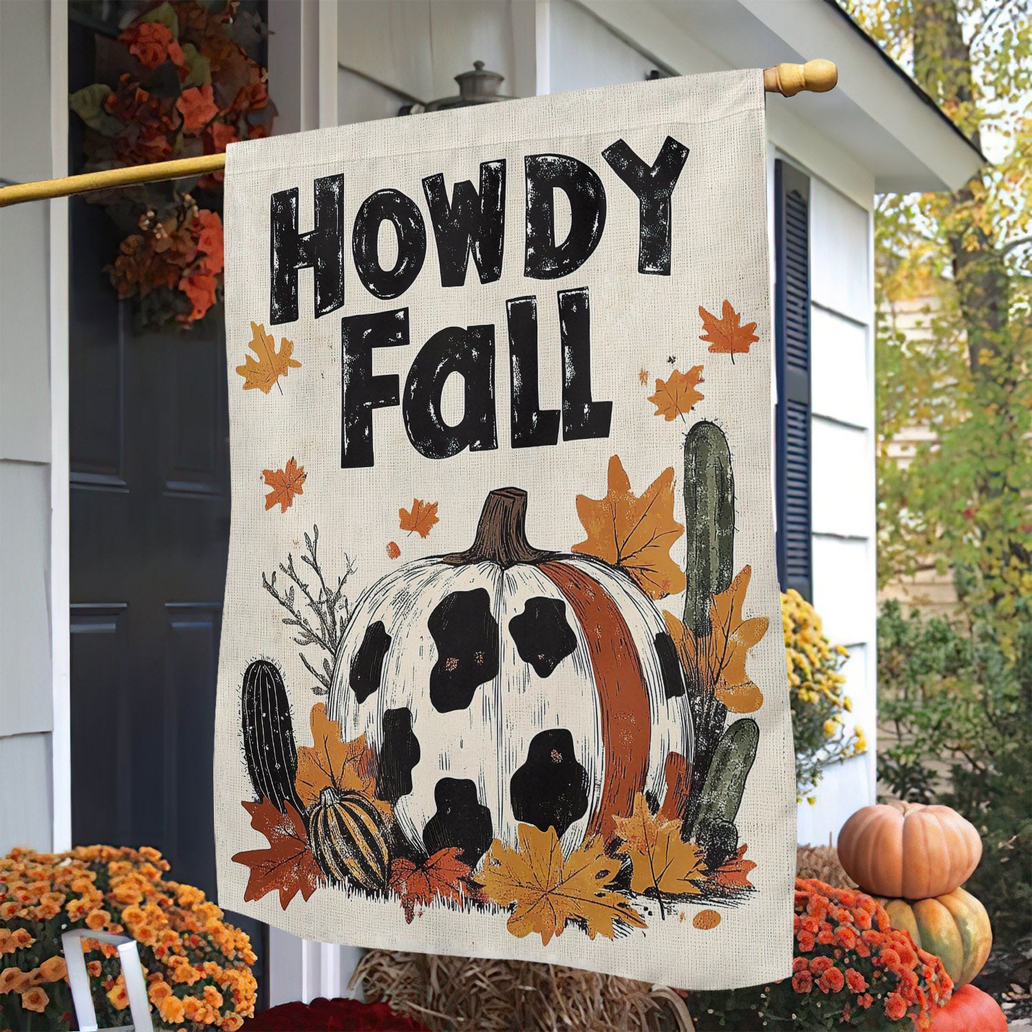 Cow Thanksgiving Garden Flag Howdy Fall Thankful Season Outdoor Decor Yard Decor Cow Lover Gift