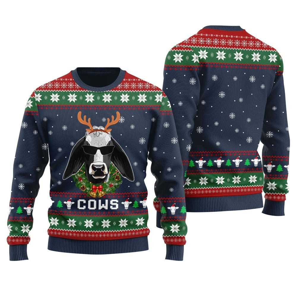 Cow Ugly Holiday Sweater Custom Christmas Sweatshirt for Family Matching
