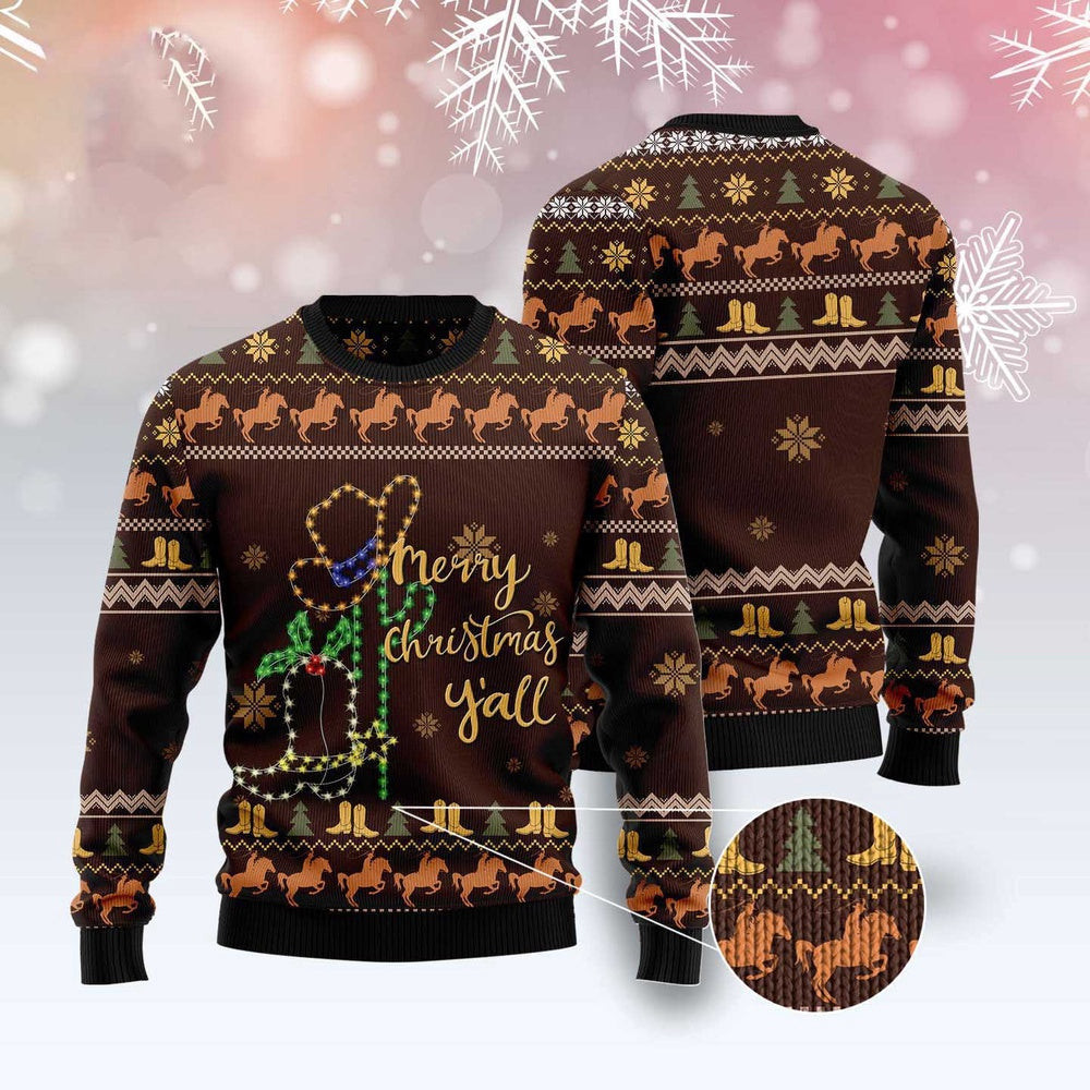Cowboy Boots Christmas Ugly Christmas Sweater Funny Ugly Christmas Sweater Xmas Gifts